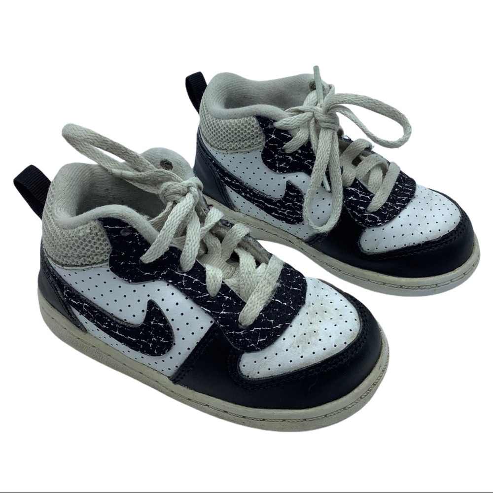Nike Kids Child Size 7 High Top black white Marble Swoosh Sneakers Style #847748